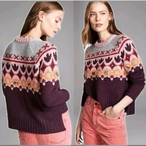 Cinq A Sept Gianni Fair Isle Sweater Med Wool Blend Knit Sequin Embellished Nwt